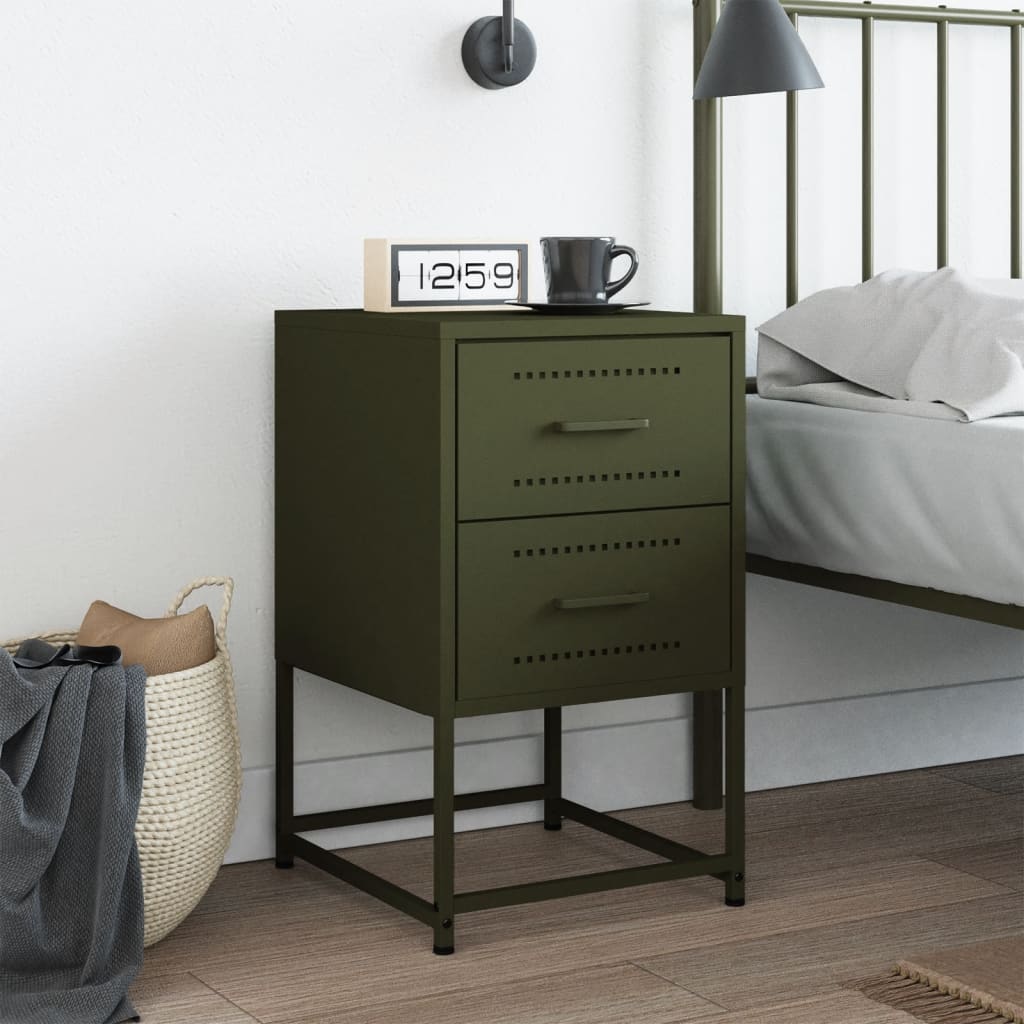 Nightstand Olive Green 36 x 39 x 60.5 cm Steel