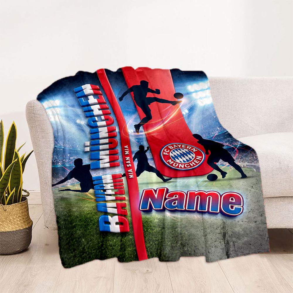 Bayern Munich Soccer Jersey Customize Your Name Blanket Throw Personalized Blanket Soft & Cozy Great for Nap Home Decor Seaside Office