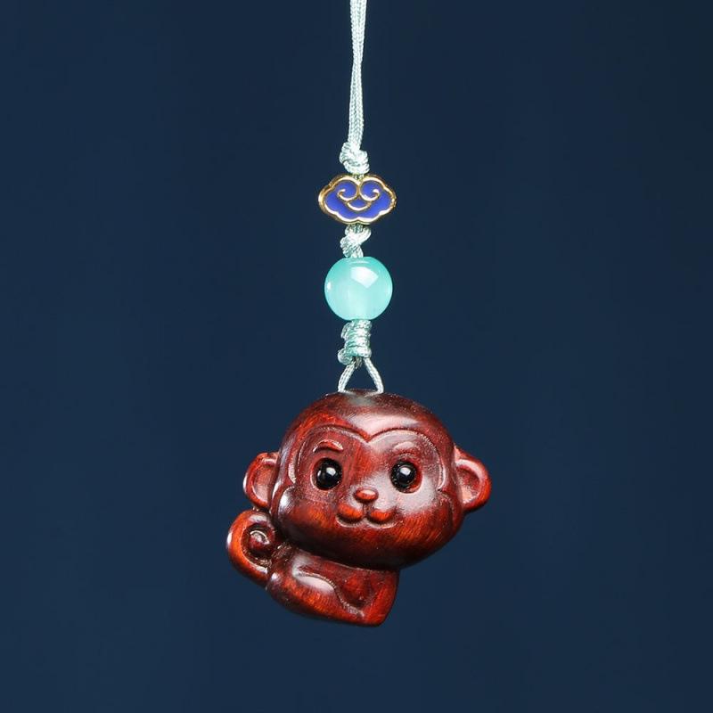 Cliff Cypress Zodiac Wood Carving Pendant Keychain