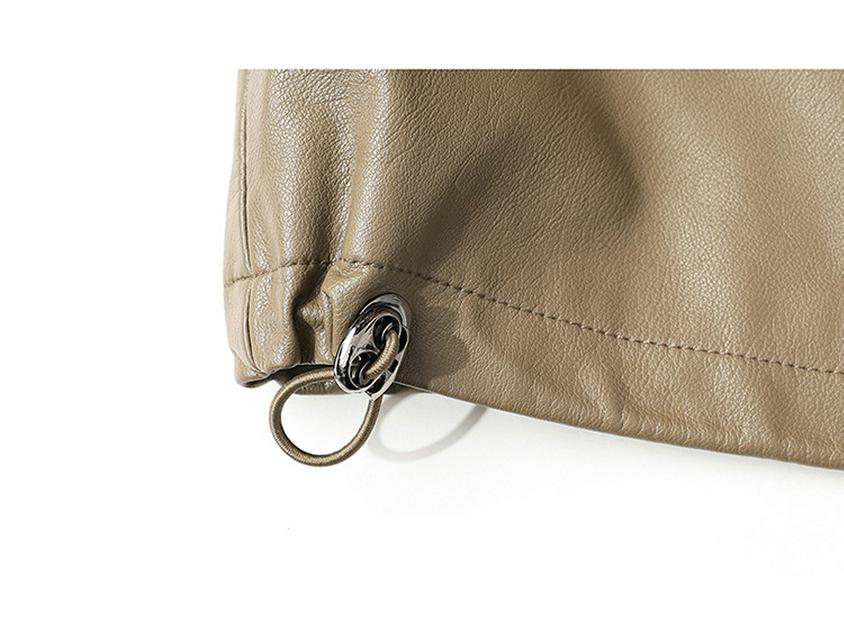 Женская весенняя куртка с капюшоном из ПУ кожи - Короткий стиль для женщин среднего и пожилого возраста