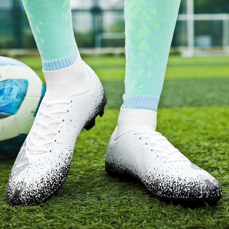 Мужские высокие носки, большие размеры, длинные шипы, футбольные бутсы, нескользящие, износостойкие, TPR, искусственный газон, уличные детские футбольные бутсы