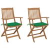 Day and Night - Day and Night Folding Garden Chairs 2 Units and Cushions Solid Acacia Wood