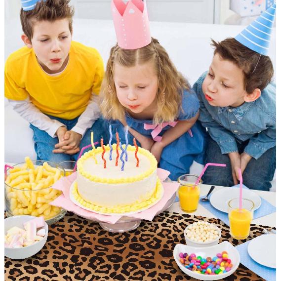 6 PCS Leopard Print Table Runner 14 x 108 Plastic Table Runner for Leopard Theme Party Birthday Baby Shower Disposable Tables Runner