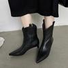 Мода 2024 Новые Осенне-Зимние Женские Ботинки Кожаные Короткие Ботинки для Женщин Модные Остроносые На Среднем Каблуке Женская Обувь Современные Ботинки Челси