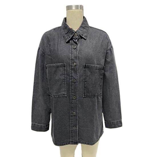 Женские джинсовые рубашки Оверсайз С длинным рукавом На пуговицах Куртка Повседневные джинсовые куртки Весенние Осенние наряды