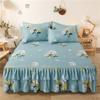 New Princess Printed Double Layers Bed Skirt Non-slip Mattress Cover Home Bedroom Soft Bedspread Bed Skirt Bedsheet Bed Cover