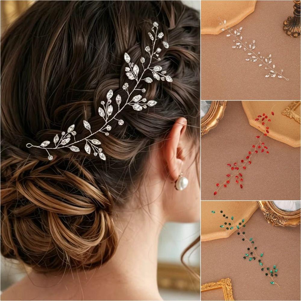Flexible Wire Crystal Hair Piece Hairstyle Decor Bridal Hair Piece Rhinestone Hair Branch Women
