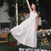 Women's White Spaghetti Strap Summer Dress: Elegant French First Love Long Design