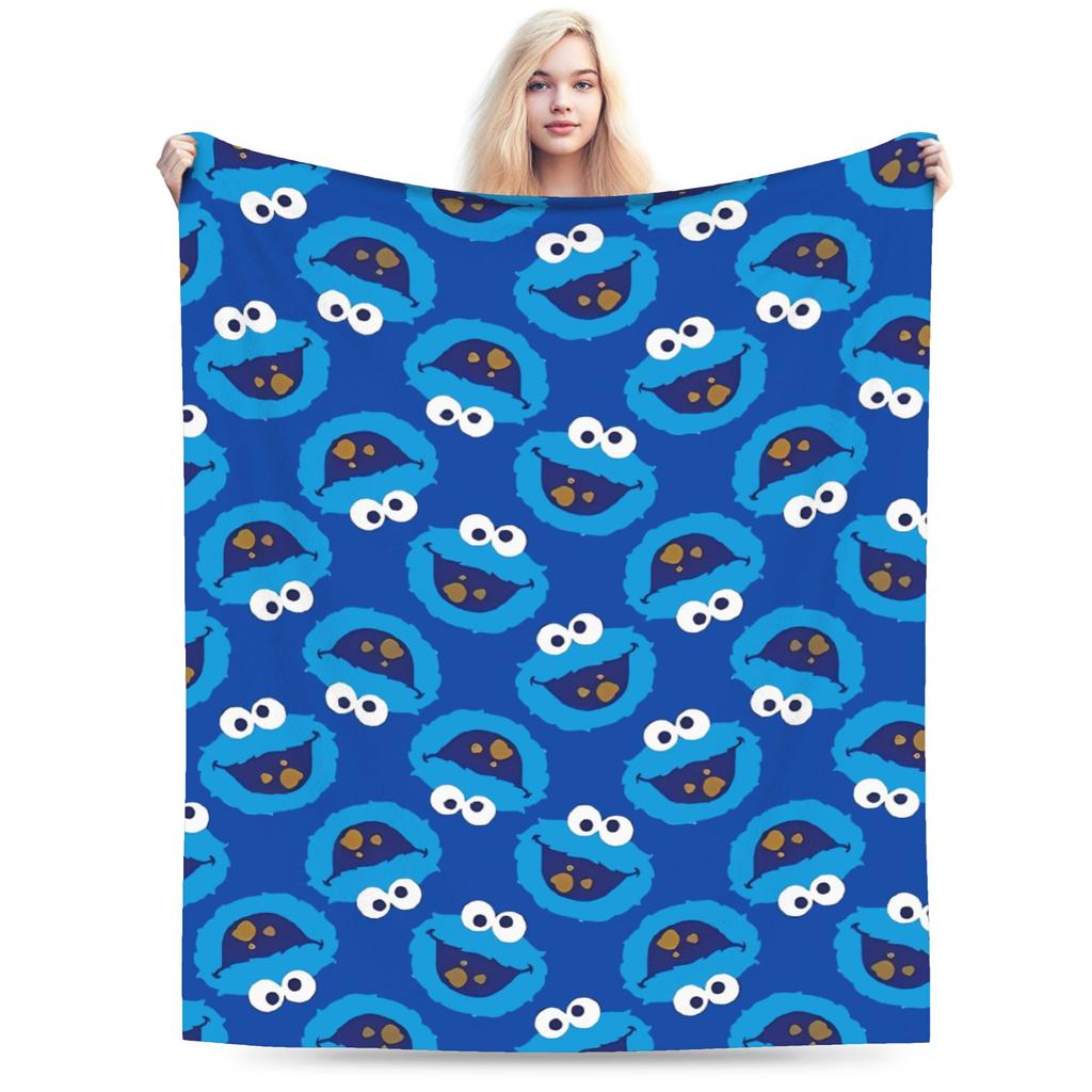 Sesame Street Tango Elmo & Grover Pattern Knitted Blanket Fleece  Warm Throw Blanket for Bed Bed Rug