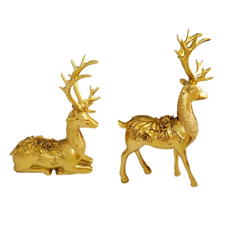 Creative Mooses Decorative Figurine Resins Art Elk Ornament Tabletop Deer Adornment for Home and Office