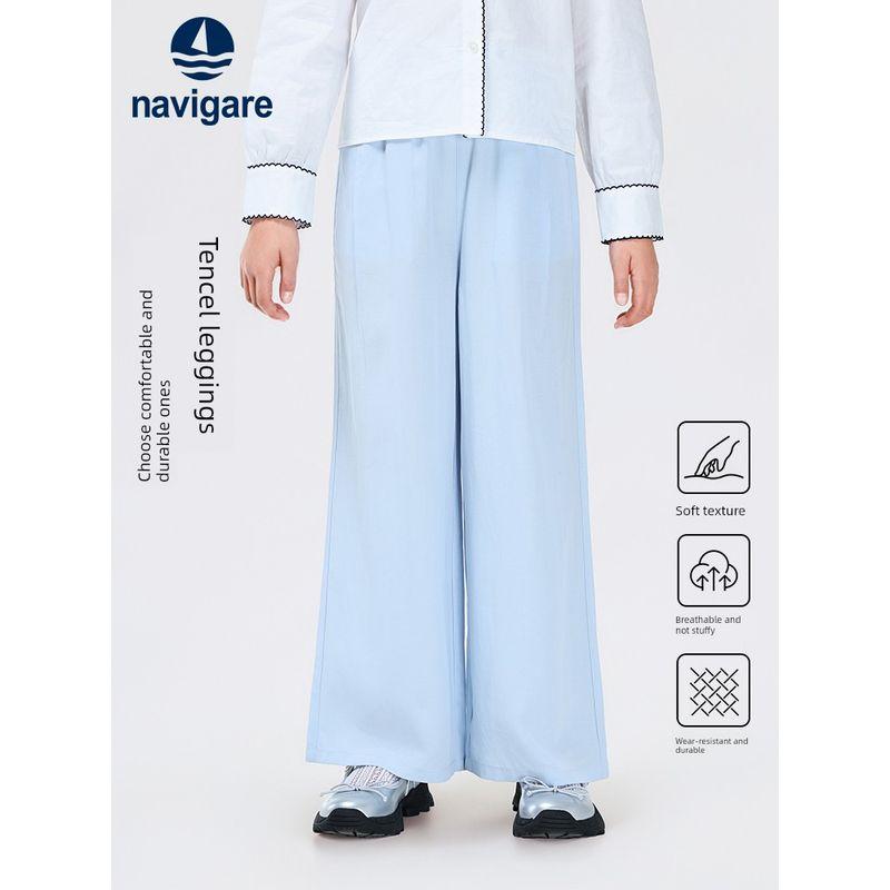Navigare Italian Sailboat Style Girls' Thin Wide-Leg Pants 2026 Spring New Girls' Casual Sports Trousers