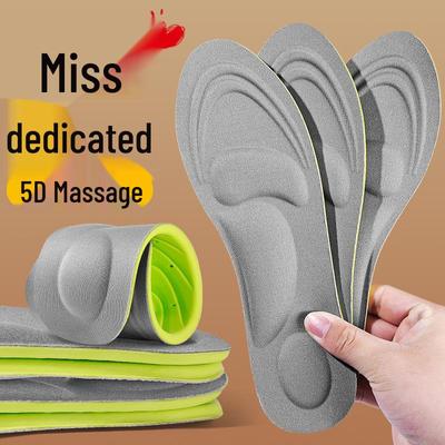 5D Массажные стельки с поддержкой свода стопы: Дышащий, Влагоотводящий, Антибактериальный, Высокоэластичный, Амортизирующий для мужчин и женщин (Обрезать по размеру)