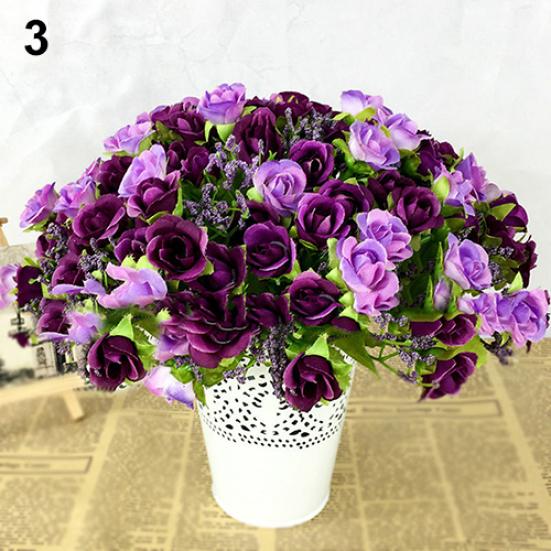 Поддельные цветы розы Искусственные цветочные растения Декор для свадебной вечеринки 21 головка на 1 букете