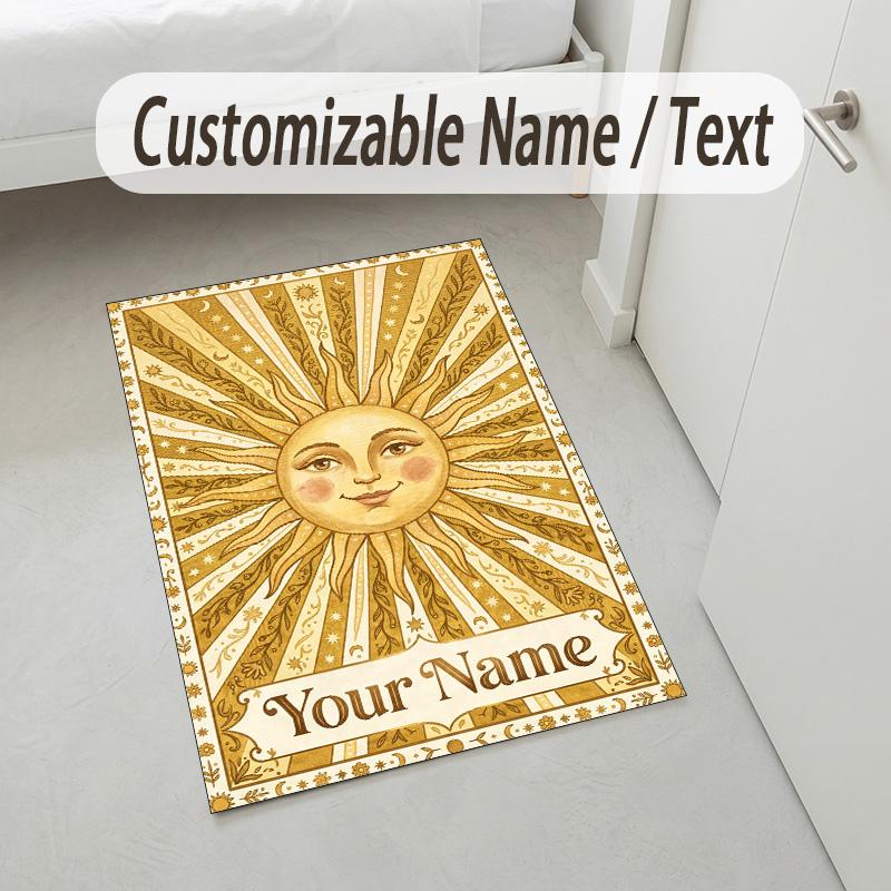 Sunshine Smiles Theme Soft Crystal Velvet Rug Custom Name & Text Print Non Slip Floor Rug for Bedroom Living Room