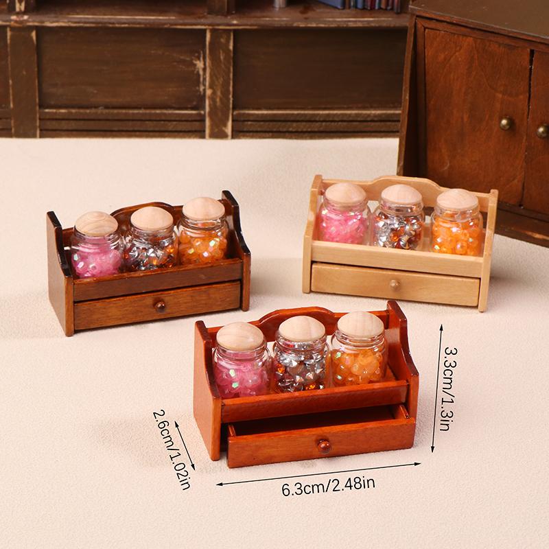 1/12 Dollhouse Mini Jar Rack Storage Rack With Jar Dollhouse Mini Kitchen Decoration Dolls House Scene Decor Accessories