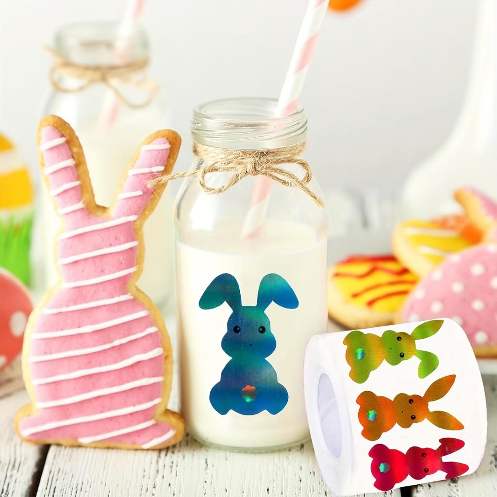 500pcs/roll Happy Easter Stickers Cute Rabbit Stickers Gift Sealing Labels Baking Package DIY Wrapping Box Gift Bag Decor 3.8CM