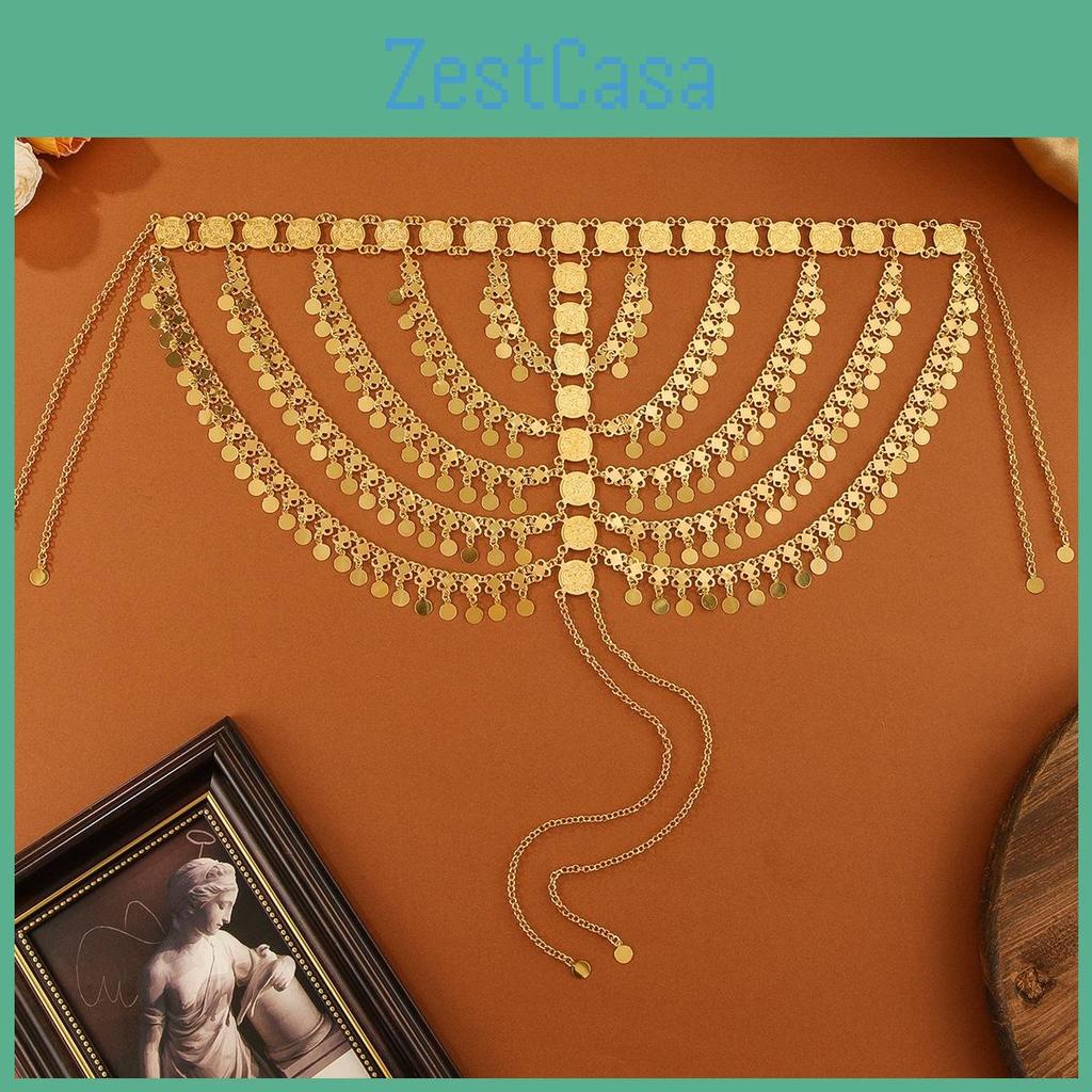 Middle Eastern Style Golden Headpiece With Tassels And Coin For Womens Winter Travel