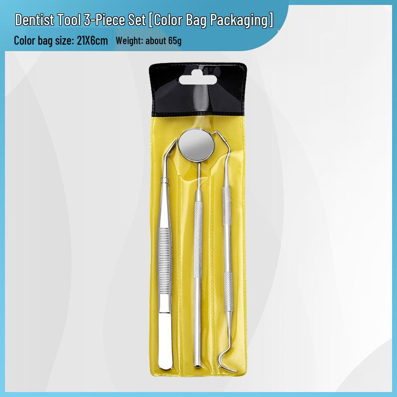 Набор стоматологических инструментов: Двусторонний зонд из нержавеющей стали, ротовое зеркало и набор для чистки зубов