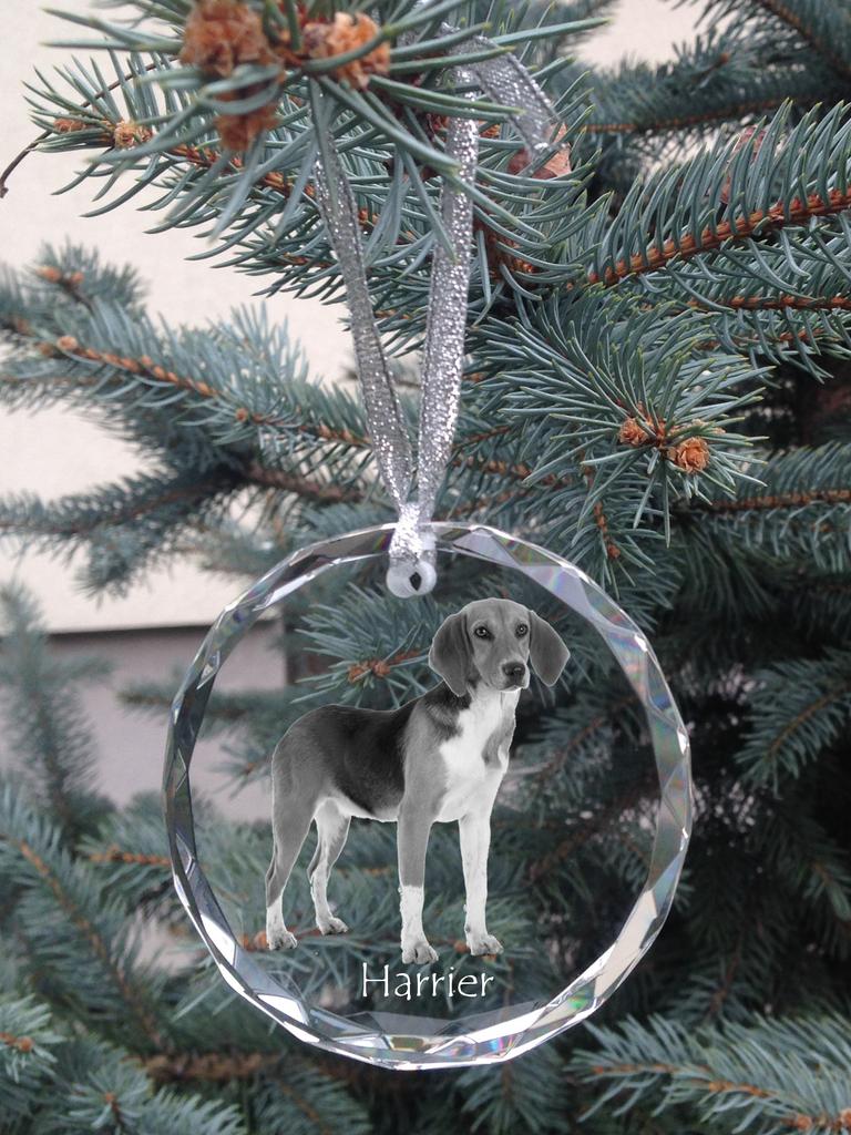 Harrier - crystal bauble with a photo, dog photo in crystal, personalized Christmas tree ornament by Art-Dog brand