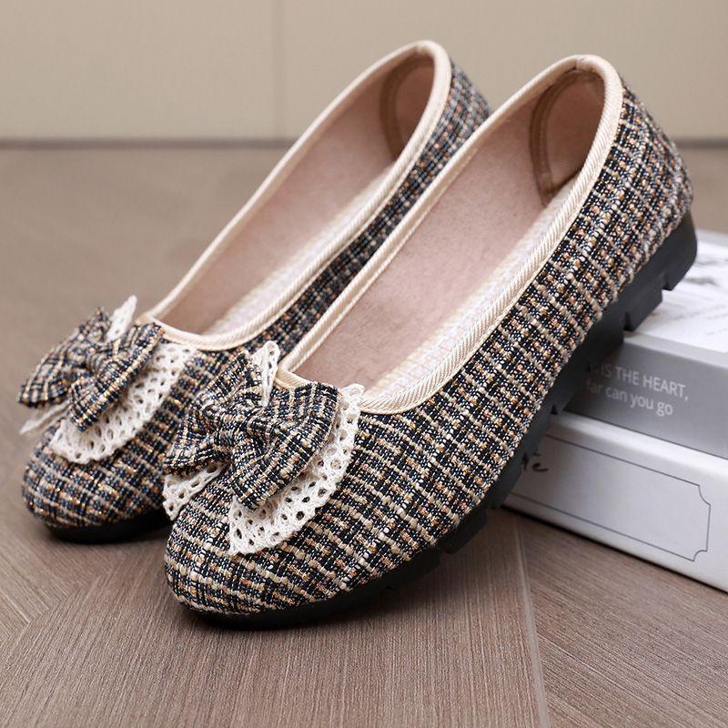 Летние новые туфли из ткани Old Beijing для женщин и мам, дышащие туфли на плоской подошве для женщин среднего возраста