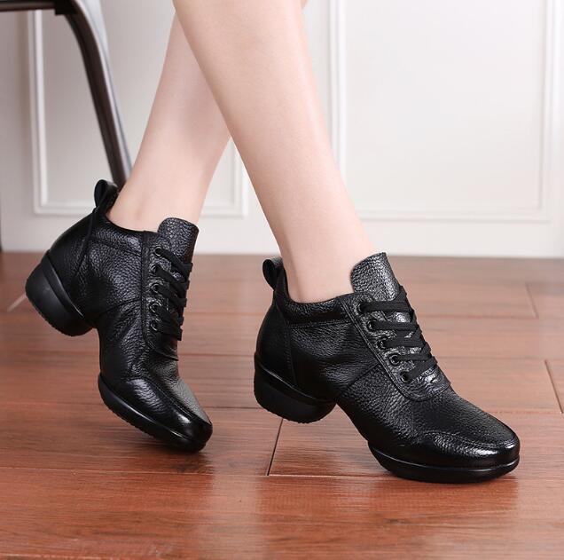 Woman Latin Jazz Ballroom Modern Dance Shoes Soft Sole Breath Genuine Leather Women Dance Shoe High Heels Ladies Dance Sneakers