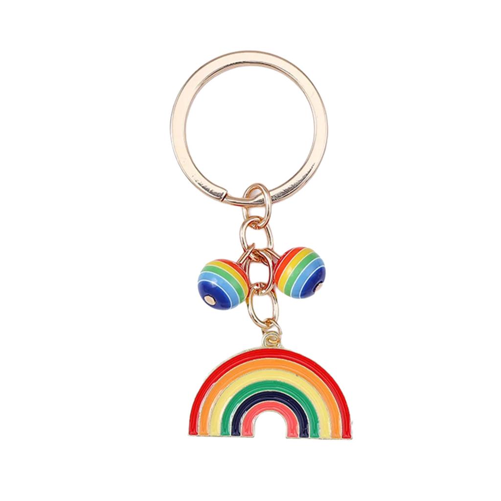 Trendy Rainbow Keychain Colorful Alloy Keyring Sturdy Designs for Everyday Use