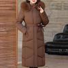 Plus Size XL-6XL Middle Age Woman Long Parkas Winter Thick Warm Overcoats Hooded Elegant Faux Fur Collar Loose Lady Jackets