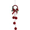 Christmas Flocked Bell Ornaments Set Nordic Style Cloth Hanging Decoration For Tree Or Window, Red Display Flocked Bell Decor