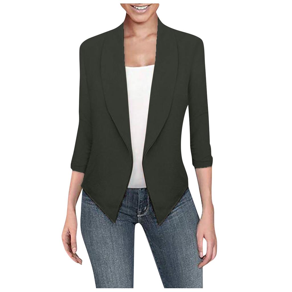 Женский Тонкий Женский Пиджак с Лацканами и Длинными Рукавами, Костюм, Приталенный Кардиган, Повседневные Топы