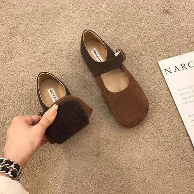 Уродливо-милые ретро туфли Мэри Джейн женские 2025 весна и осень новые на платформе с одной педалью кожаные туфли Бокен туфли с большой головой кожаные