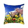 Square Floral Print Cushion Cover Rose Pattern Pillowcase Home Living Room Seat Room Decoration Pillowcase