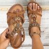 2023 New Large Flat Bottom Rhinestone Sandals Open Toe Outwear Beach Sandals