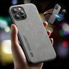 For iPhone 13 12 11 Pro Max Case Car Magnetic Stand Holder Phone Case For iPhone XR X XS Max 7 8 Plus Texture Leather Back Cover