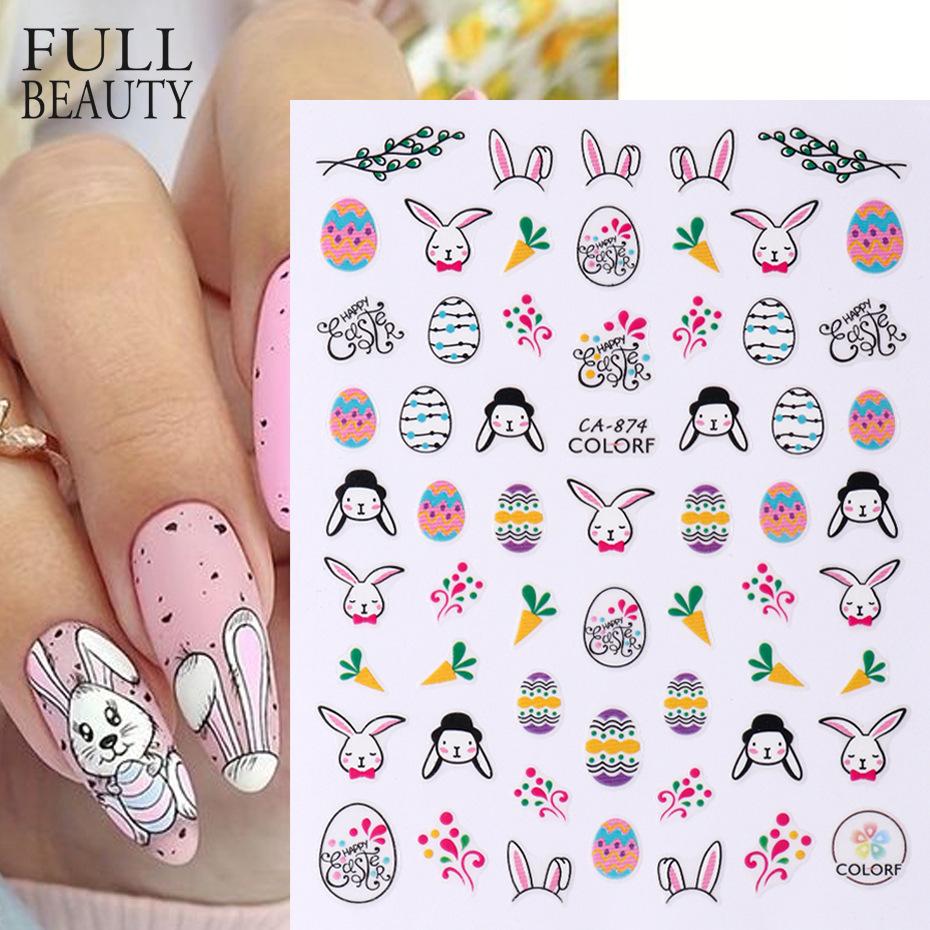Пасхальные 3D наклейки для ногтей Цветочные растения Nail Art Наклейки Цветочные весенние ползунки Маникюрный декор