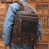 Мужской кожаный рюкзак DUJIANG Crazy Horse с высокой вместимостью для повседневного ношения