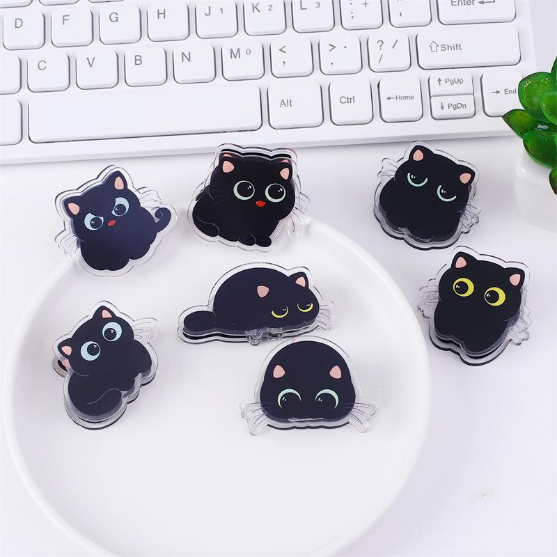 Черный кот Мультяшный Акриловый Двусторонний Зажим для Запечатывания Закусок и Дневника