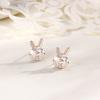 Серьги-пусеты в виде кролика Женская корейская версия Маленькие и милые украшения с кроличьими ушками, инкрустированные бриллиантами