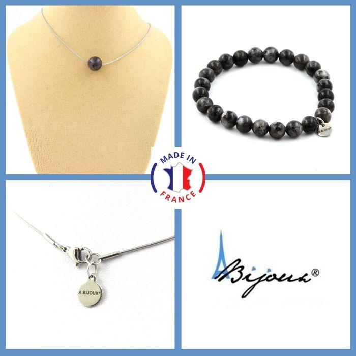 Stones and Minerals. Jewelry Set Bracelet Necklace 1 Labradorite Pearl 8 Mm. Chain In Customizable Size.