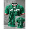 New Men Mexico National Soccer Jersey 3D  Print Quick Dry Football T Shirt  Sports Training Tee for Fan Match Daily Wear