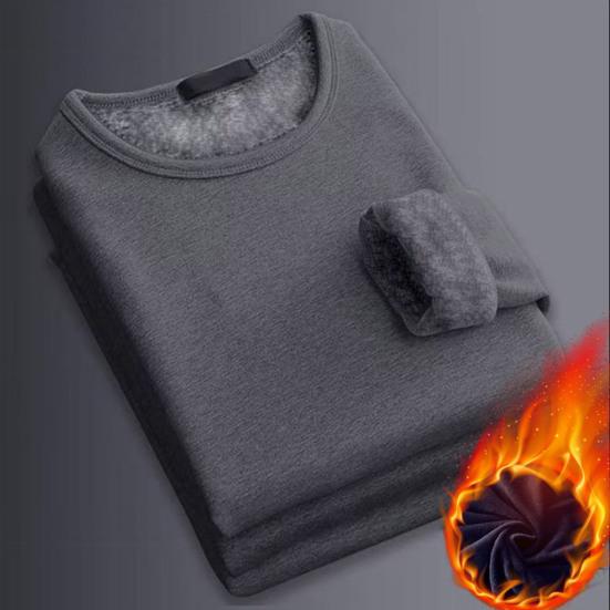 2 шт./комплект зимнее мужское термобелье комплект круглый вырез длинный рукав теплый толстый