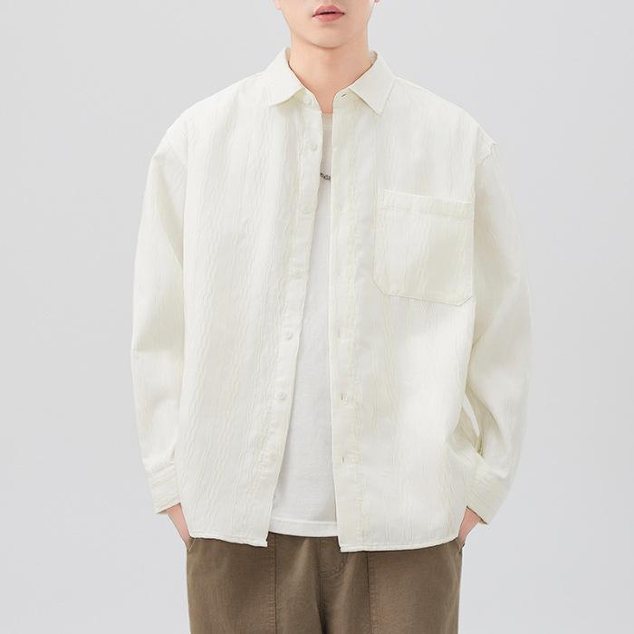 Новая весенняя японская ретро мужская рубашка свободного кроя в полоску, повседневная американская рубашка-куртка