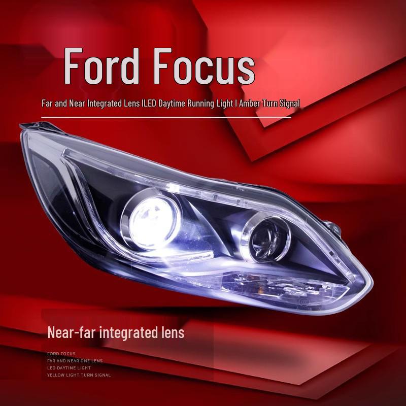 Светодиодная Дневная Ходовая Огни Би-Ксеноновая Проекторная Светодиодная Фара в Сборе для Ford Focus 12-14
