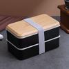Microwave Double Layer Lunch Box 1200ml Wooden Salad Bento Box BPA Free Portable Container Box Workers Student