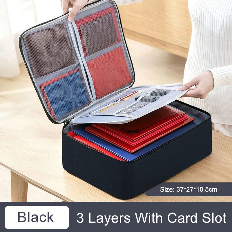 Document Storage Bag Multi-functional Card Bag with Password Lock Account Book Certificate Passport Finishing Storage Case Large Capacity Portable