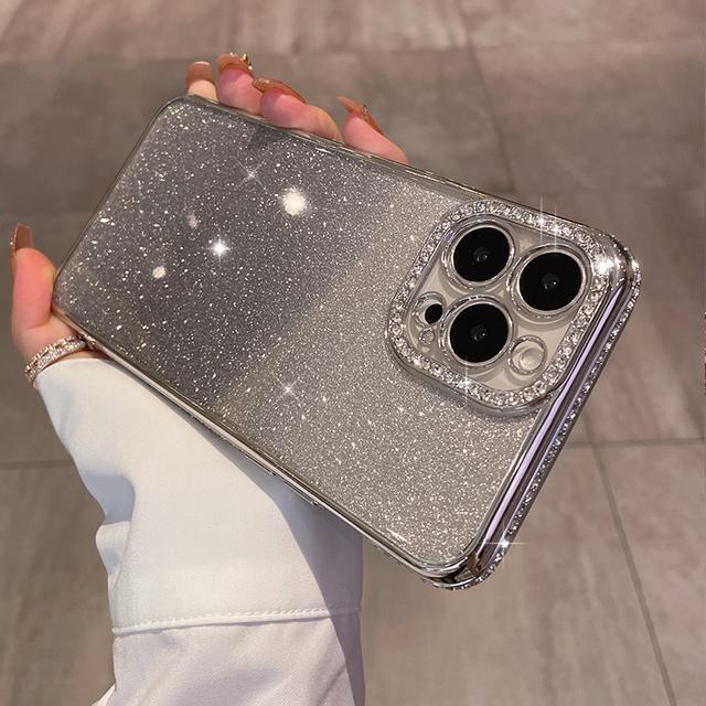 Чехол для телефона с блестящим алмазным покрытием для Iphone 13 11 12 14 Pro Max Plus X Xr Xs 14, мягкий силиконовый защитный противоударный чехол для линз