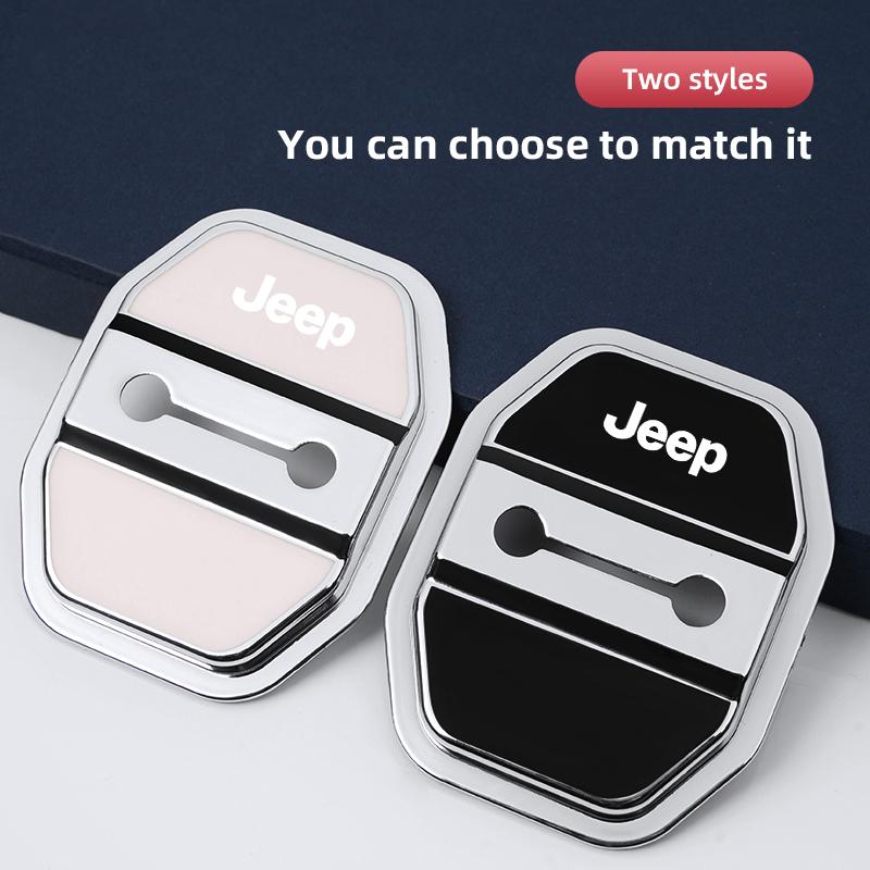 4Pc Silicone Car Door Lock Buckle Protector Cover For Jeep Grand Cherokee Wrangler JK Gladiator Compass Renegade Avenger Sticker ALS1