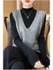 Кашемировый вязаный жилет с V-образным вырезом: Свободный крой, без рукавов, простой пуловер
