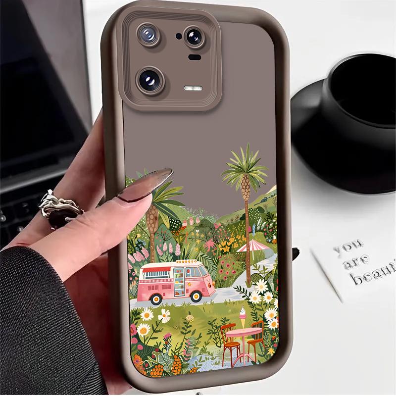 Чехол-футляр 'Цветочный десертный грузовичок' для Xiaomi Mi 15 14 14T 13 13T 12 11 11T Lite POCO X7 X6 5G X5 X3 NFC F6 F5 M7 M6 Pro 4G Cover Funda