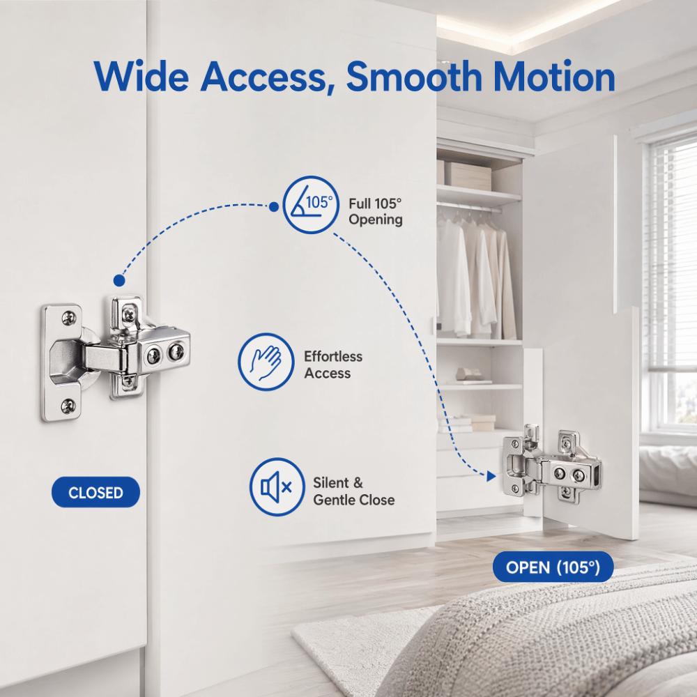 4pcs Quiet Cabinet Hinges Adjustable Soft Close Hinges Heavy Door Hinges Cabinet
