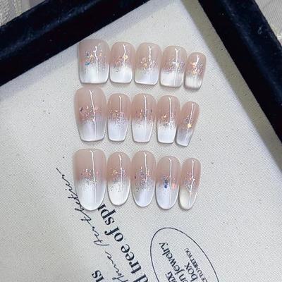 Чисто ручная работа Фототерапия Носимые ногтевые пластины, Морские пузыри Носимые ногти Готовый продукт Многоразовые накладные ногти